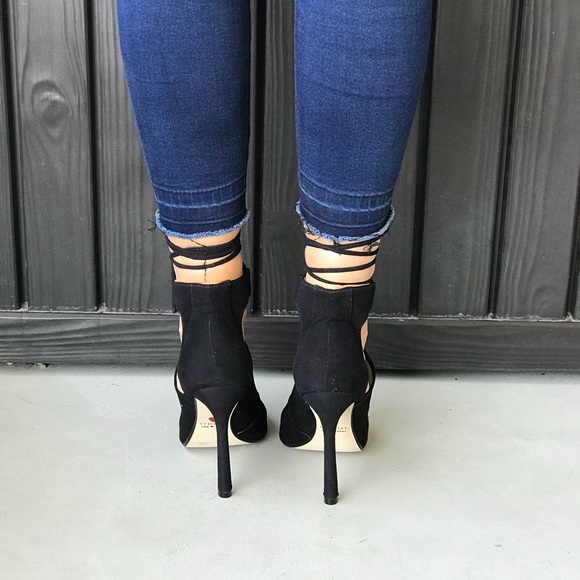 Lace Up Pointy Toe Towering Stiletto Heel Pump - Picture 4 of 5